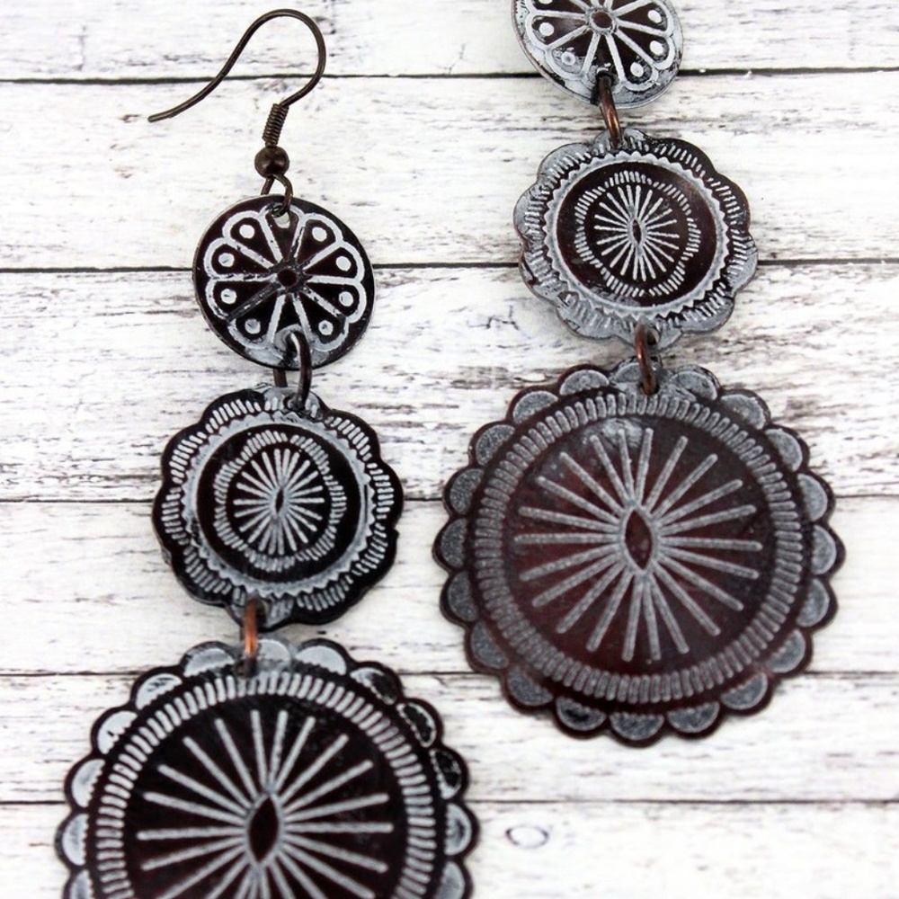 WHITE PATINA COPPERTONE TIERED EARRINGS
